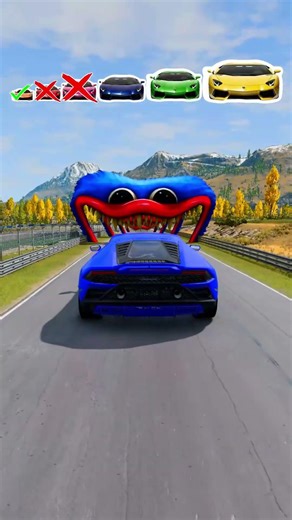 Big & Small Lamborghini vs Huggy Wuggy Poppy Playtime in BeamNG #poppyplaytime #kpop #beamngdrive