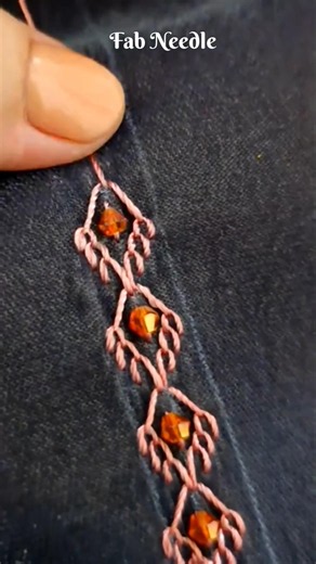🧵 Beautiful Hand Embroidery Stitching Design 😍 | Easy Needlework Art | Fab Needle #shorts