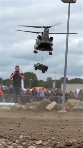 RC Chinook lifting a military vehicle with precision #RC #Helicopter #Engineering