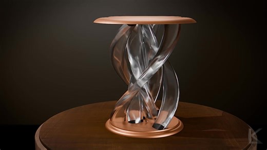 #freecad #blender Dual helix table design. It's really neat when it's turning. The outer helix seems to move down and the inner helix seems to move up. I modeled it in FreeCAD. Rendered in Blender. Probably impossible to manufacture. But I'll share the model on my thingiverse and printables pages after I do a test print. | The Old Tech Guy - KB9RLW