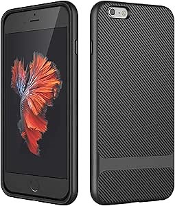 JETech Case for iPhone 6s Plus and iPhone 6 Plus, Slim Protective Cover with Shock-Absorption, Carbon Fiber Design, Black