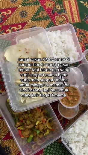 betul ke murah hm tapi ada tak yang sudi support mama minggu ni 🥹🤲🏻 📍runner cover area Puchong, Petaling Jaya, Subang Jaya, Kelana Jaya, Bangsar, Cyberjaya & Putrajaya Berminat boleh klik link kat bio tau hehe meh penuhkan slot tiffin mama this week. #fyp #xybca #mangkuktingkat #mangkuktingkatweekly #airtanganmama