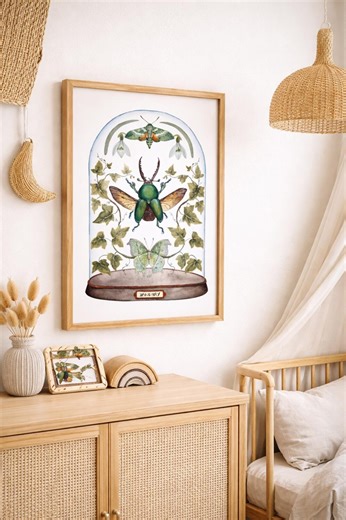 January Entomology Art Print, Insect Butterfly Botanical Dome - Etsy