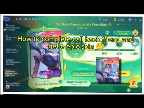 How to complete call back friend event | lunox epic | free epic skin | #mlbb #mlbb new event #video