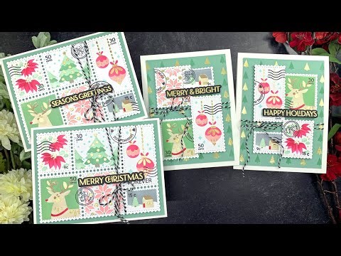 Christmas in July! | 4 Cards with Waffle Flower Postage Collage