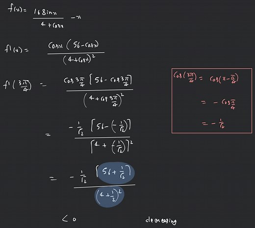 Show that the function f(x) = 16 sin x 4+ cos x -x is strictly ... | Filo