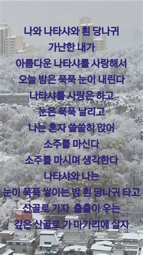 나와 나타샤와 흰 당나귀 [백석]1912-1996