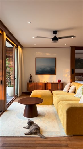 Stilt Studios - Modular Homes Built Sustainably on Instagram: "The new Villa Batukaru located within @familyvillage.canggu This before-and-after reveals the evolution of Villa Batukaru from a bare framework into a thoughtfully completed home. Every step reflects intentional design, where natural materials and careful craftsmanship bring the architecture to life in quiet harmony with its environment."