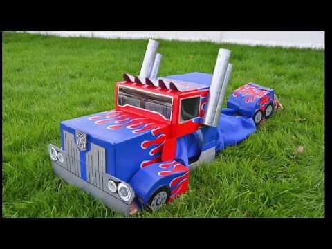 Optimus Prime Transformers Cardboard Costume : Autobot to Semi-Truck