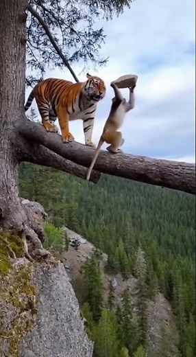 Monkey's Wild Escape From a Tiger!