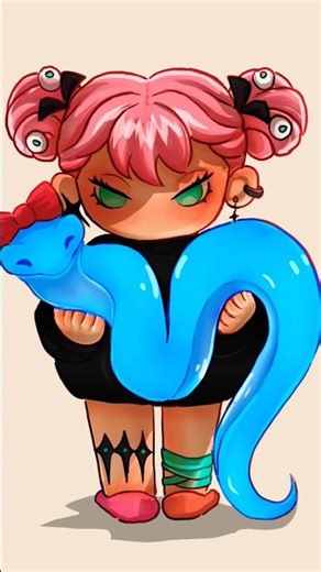 Day 41 | Kawaii Chibi Girl With Cute Snake💗💙 | Anime Drawing | 100 Days Challenge | BEEMAI Dodo Nami