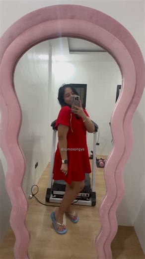 Red Dress from H&M, Full Sized Body Mirror from Shopee #chubby #mommy #momlife #weightlossjourney