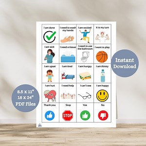 Printable Basic Communication Board for Kids, Language Board, Non Verbal Communication Board, Speech Therapy Poster, AAC Board for Kids - Etsy