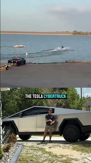 The Tesla Cybertruck can drive through deep water using wade mode.