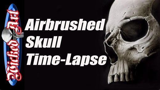 Airbrushed skull painting time lapse art process