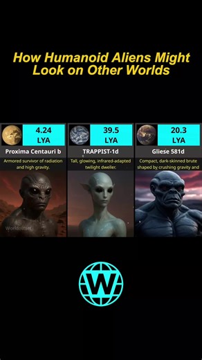 How Humanoid Aliens Might Look on Other Worlds #evolution #comparison #data #ranking