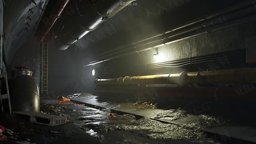 逼真下水道隧道模块化高质量环境场景UE游戏素材