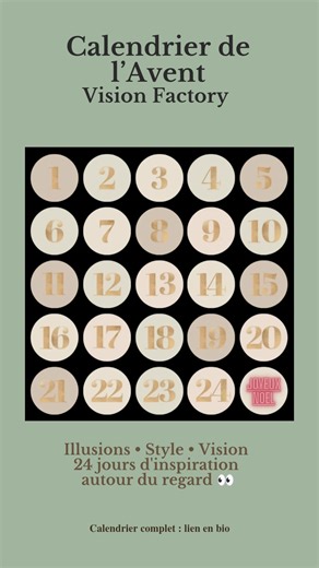 ✨🎄 Le Calendrier de l’Avent Vision Factory est officiellement lancé. Pendant 24 jours, on vous partage des illusions d’optique, des conseils style lunettes, et des astuces de confort visuel pour voir – et vous voir – autrement 👓 📲 Pour découvrir le calendrier complet : c'est par ici 👉🏼 https://drive.google.com/file/d/1IcZlzjQbqjsaAeiXfBqMKlnNHXdUNF-N/view?usp=drivesdk | Vision Factory Marquette