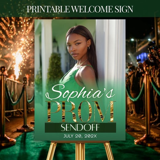 Prom Send off Welcome Sign for Women, Green and Gold Celebration Decor, Senior Graduation Party (digital Download) - Etsy