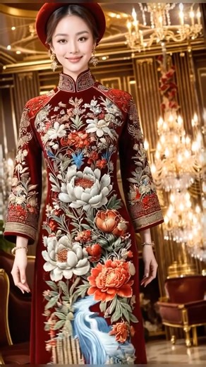 🌺 ATR LUXURY DESIGN | NGHỆ THUẬT THÊU ĐỈNH CAO 🌺 ✨ Một tuyệt phẩm áo dài nhung đỏ – tôn vinh vẻ đẹp Việt trong không gian xa hoa Hội tụ những yếu tố tinh hoa của thời trang cao cấp: 🌹 Chất liệu nhung đỏ quý phái – sang trọng, quyền lực, tôn dáng 🌸 Thêu tay 3D nổi bật – hoa mẫu đơn, hoa sen, chim hạc, dòng suối uyển chuyển – từng chi tiết sống động như một bức tranh thêu tay nghệ thuật 💎 Đính kết thủ công cầu kỳ – ánh kim, pha lê, chỉ ánh vàng, phối màu đỉnh cao 💃🏻 Phom dáng tôn đường cong