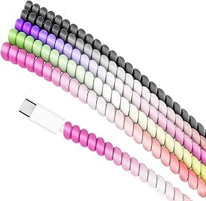 Rancco Cable Protector/Wire Repair/Pet Chew Cable Saver/Headphone Saver, 5 Pc Spiral Cable Strain Relief Cable Wrap Tube Charger Cord Sleeve for Phone Charge Cable, USB Date Cable[4.6ft/pc]