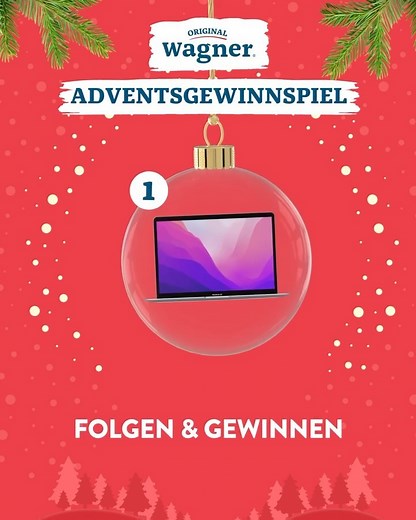 Original Wagner on Instagram: "⭐ #adventskalender #gewinnspiel ⭐ Wir starten unseren Adventskalender mit einem echten Knüller, aber Achtung, der kommt flach! Denn es ist ein neues Apple MacBook Air im Wert von über 1.000 Euro 💻 Wollt ihr haben und z. B. das nächste Football-Match gemütlich im Bett streamen? 🏈 Dann rein in den Lostopf: ✅ Folgt @original_wagner ✅ Verratet uns in den Kommentaren, welche Gewinne ihr euch noch in unserem Adventskalender wünschen würdet 🎁 ➕ Teilt dieses Posting in