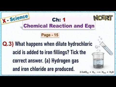 Ch:01 - Pg:15 - Q.3) What happens when dilute hydrochloric acid is added to iron fillings? Tick corr