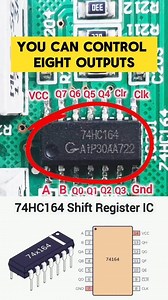 What is this chip? 🤔 This is the 74164 Shift Register IC 🔌 It helps convert serial data into parallel outputs, so you can control many LEDs or outputs using just a few microcontroller pins ✨ Simple clock pulses move the data step by step ⏱️ Used in: ✅ LED display circuits 💡 ✅ Digital counters 🔢 ✅ Microcontroller projects 🤖 ✅ Output expansion boards 🔧 If you are running out of IO pins, this tiny IC is a smart solution 👍 #Electronics #SimpleTech #viralreelschallenge #ShiftRegister #DigitalE