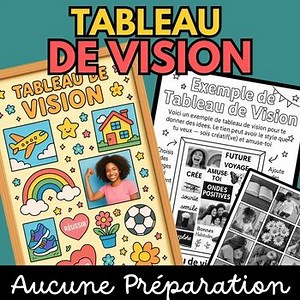 Vision Board Français – Cahier Rêves, Objectifs et Motivation | Activité K-3