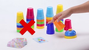 SEISSO Quick Stacking Cups Game for Kids，Classic Matching Speed Stacking Cups Set with 30 Cups & 54 Cards，Color Sorting Cognitive Training Parent-Child Interactive Family Game Toy for Party Travel