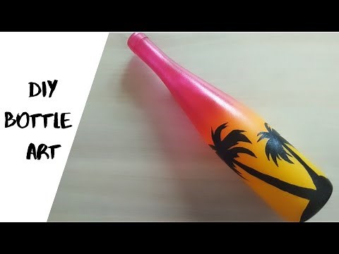 Glass bottle art with acrylic paint