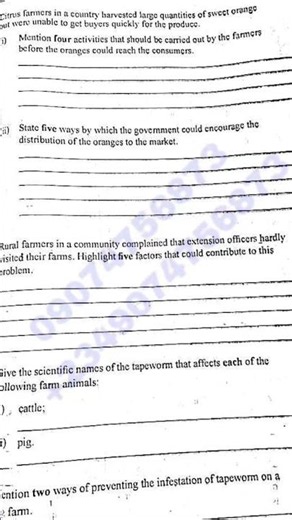 WAEC 2026 AGRIC QUESTIONS AND ANSWERS