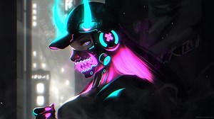 Cyberpunk Girl Neon Live Wallpaper - MoeWalls