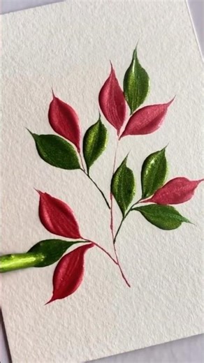 Easy Leaf Acrylic Painting 🌿 #leaf #painting #art #viral #trending #shorts #ytshorts