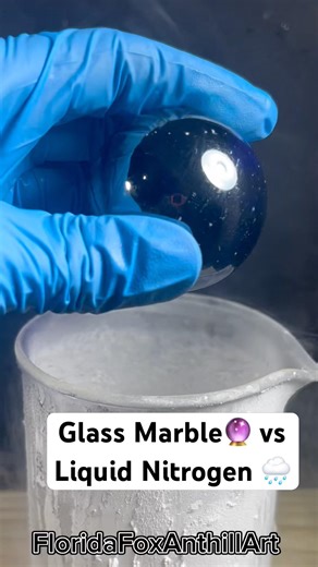 Glass Marble🔮 vs Liquid Nitrogen 🌧️ #science #satisfying #experiment #asmr #liquidnitrogen