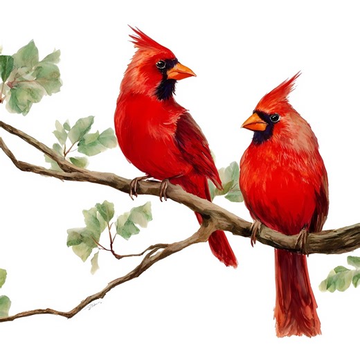 Watercolor Red Cardinal Bird Pair Nature Wall Art Bundle, Digital Download - Etsy