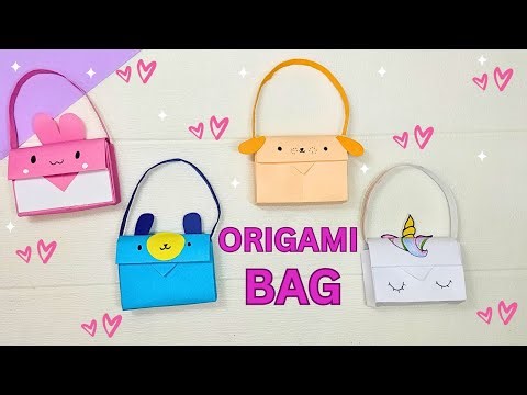 Origami paper bag | Origami Unicorn, Bear and Bunny Handbag | DIY How to Make Paper bag