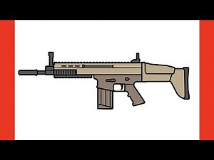 How to draw SCAR-L step by step / drawing FN scar h assault rifle pubg easy