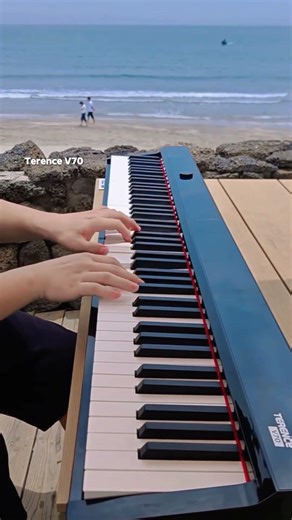 When I take out my hammer-action foldable digital piano to play by the sea.. #terencepiano