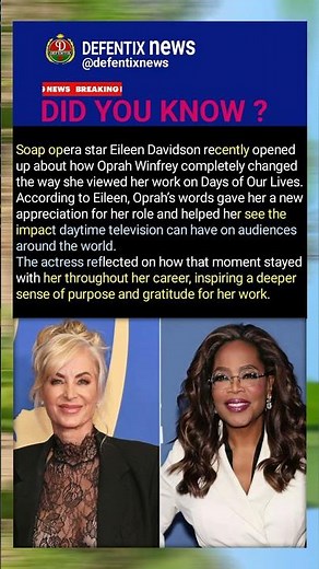 Eileen Davidson Reveals How Oprah Winfrey Changed Her Career Perspective ✨📺
