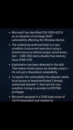 4.5K views · 32 reactions | Microsoft has identified CVE-2025-62215...