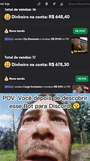 POV: Você depois de descobrir esse Bot para Discord 🤫 #bot #discord #dinheiro #vendas