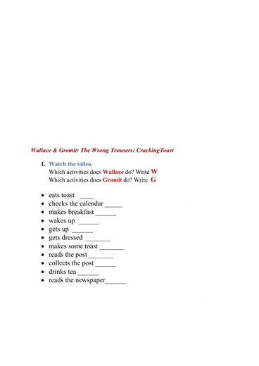 Daily routine online exercise for Elementary