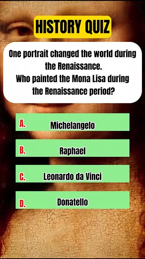 Art can hide secrets, and some paintings are more famous than their creators. One portrait changed the world during the Renaissance. Who painted the Mona Lisa during the Renaissance period? #BrainQuiz #MindChallenge #QuizTime #FunFacts #SmartTest #TriviaReel #GuessTheAnswer #DidYouKnow #KnowledgeBoost #ThinkFast | Mind Twist