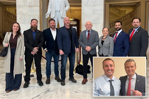 US Marine Stuart Scheller leads dozens of vets to rally support for Trump’s Defense pick Pete Hegseth in Senate