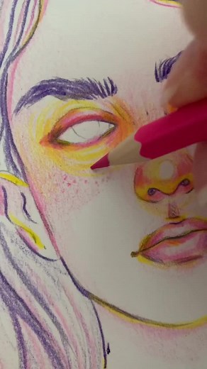 Colorful Woman Face Drawing Tutorial