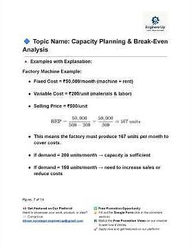 45 - Capacity Planning & Break Even Analysis