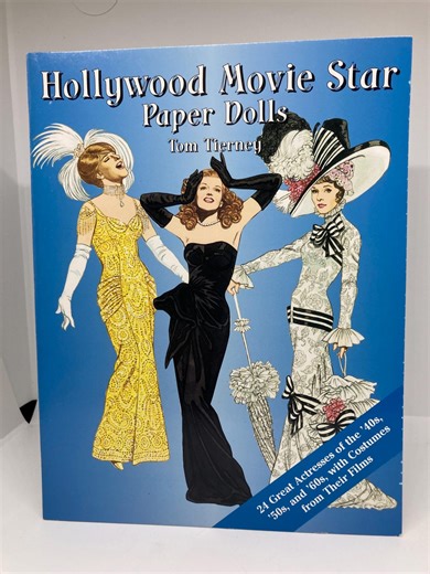 Hollywood Movie Star Paper Dolls Book Tierney 1940s 1950s 1960s