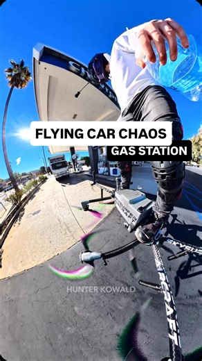 Flying Car Chaos at Gas Station - SkySurfer Aircraft 🚁 We’re on a mission to create a future for our personal flight vehicles, appreciate everyone helping make it possible by following along for the journey. 6 SkySurfer models available on our site. Full flight review videos onYouTube🎬 #reels | The SkySurfer Aircraft, Worlds Smallest Personal Aircraft Drone