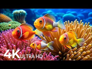 AQUARIUM 4K (ULTRA HD) - Beautiful Fish Swimming & Colorful Sea Life Video 🐠 Deep Sleep Music #12